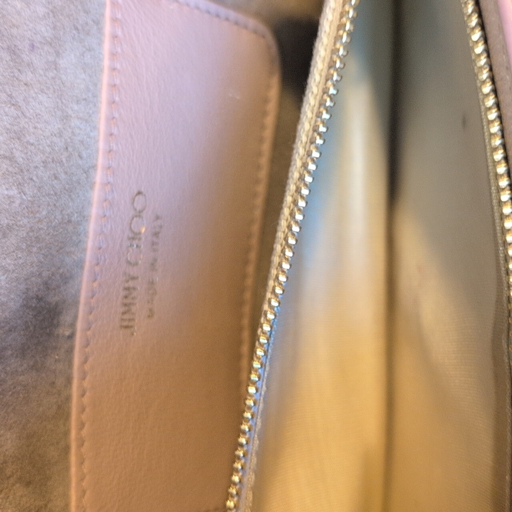 Jimmy Choo Lilia Pink Sparkle Glitter Crossbody Clutch with Gold Shoulder Strap - Picture 9 of 12